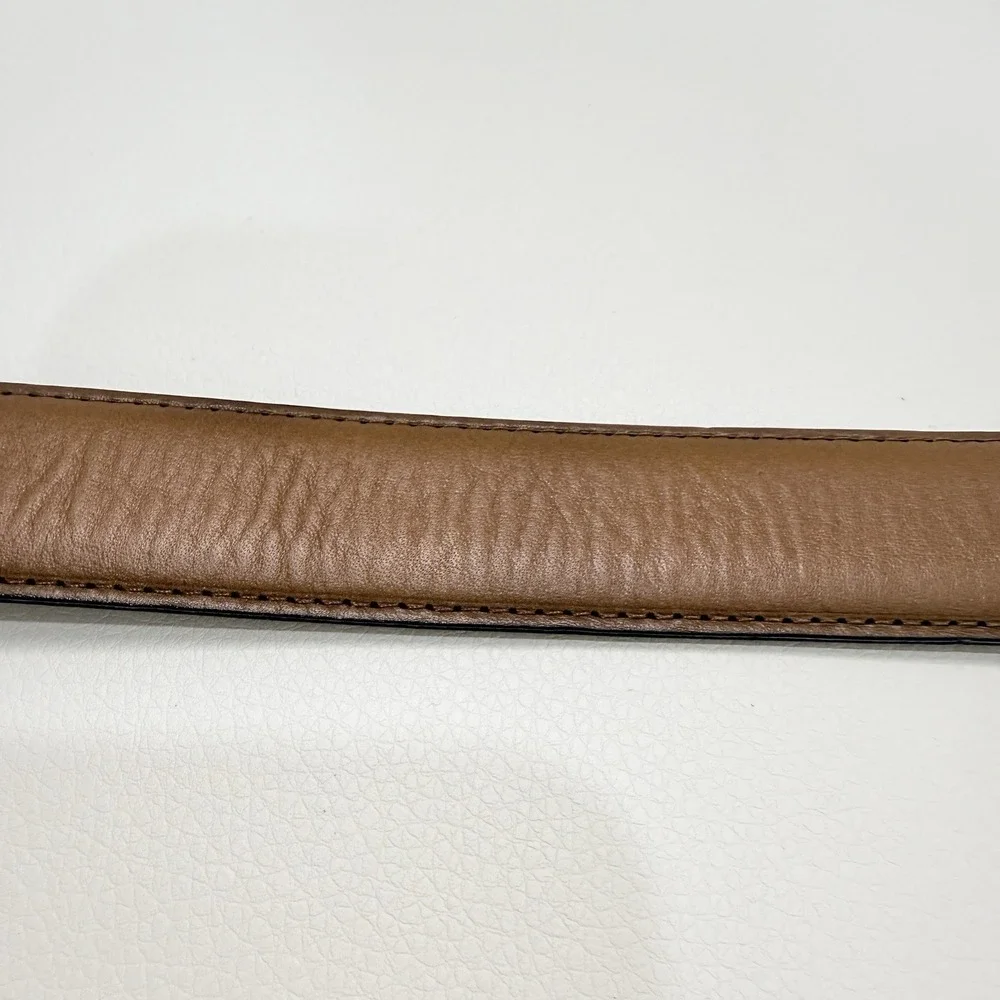 Jos A Bank Brown Genuine Italian‎ Leather Belt Silver Tone Buckle Men 34/85